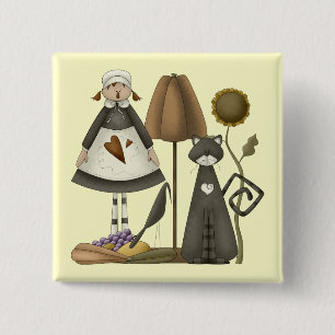 Thanksgiving Pilgrim Life Square Button