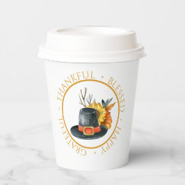 Thanksgiving Pilgrim Pet Pumpkin Sunflower Papieren Bekers