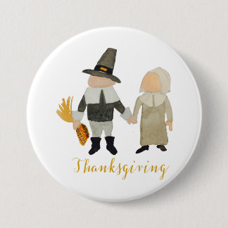 Thanksgiving Pilgrim Puritan Toddler Girl and Boy Ronde Button 7,6 Cm