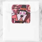 THANKSGIVING PILGRIM VIERKANTE STICKER (Tas)