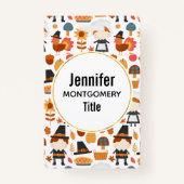 Thanksgiving Pilgrims Harvest Pattern Badge (Voorkant)