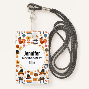 Thanksgiving Pilgrims Harvest Pattern Badge
