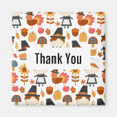 Thanksgiving Pilgrims Harvest Pattern Dank u Magneet (Voorkant)