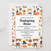 Thanksgiving Pilgrims Harvest Pattern Dinner Kaart (Voorkant)