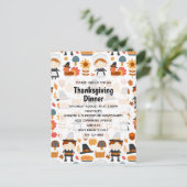 Thanksgiving Pilgrims Harvest Pattern Dinner Uitnodiging Briefkaart (Staand voorkant)