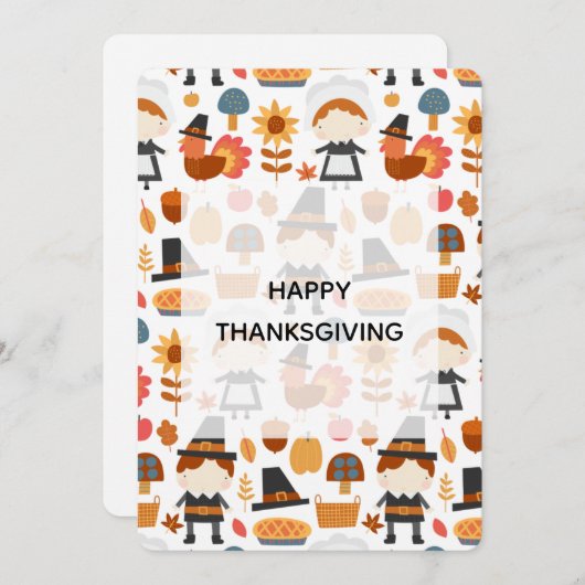 Thanksgiving Pilgrims Harvest Pattern Feestdagenkaart (Voorkant / Achterkant)