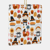 Thanksgiving Pilgrims Harvest Pattern Keramisch Ornament (Rechts)
