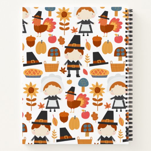 Thanksgiving Pilgrims Harvest Pattern Notitieboek (Achterkant)