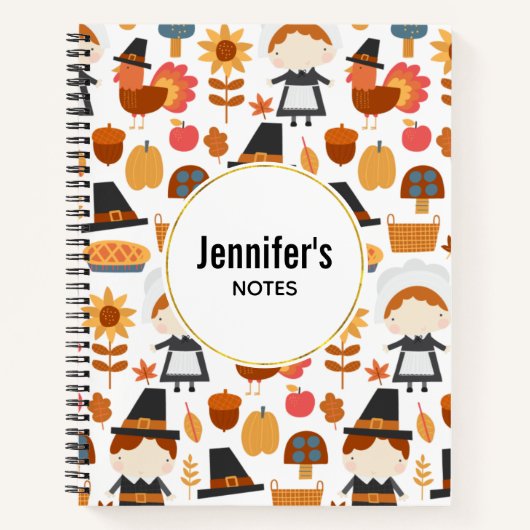 Thanksgiving Pilgrims Harvest Pattern Notitieboek (Voorkant)