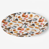 Thanksgiving Pilgrims Harvest Pattern Papieren Bordje (Gekanteld)