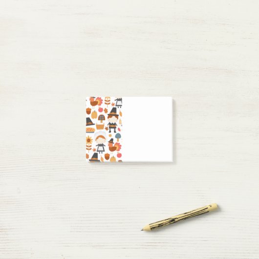 Thanksgiving Pilgrims Harvest Pattern Post-it® Notes (Op bureau)