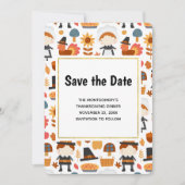 Thanksgiving Pilgrims Harvest Pattern Save The Date (Voorkant)