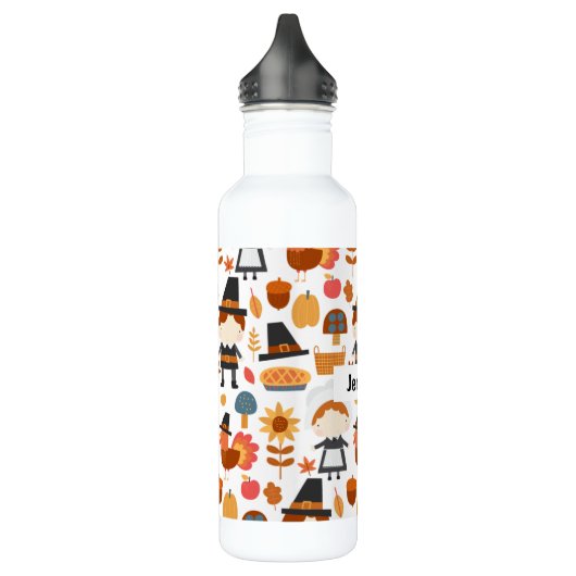 Thanksgiving Pilgrims Harvest Pattern Waterfles (Links)