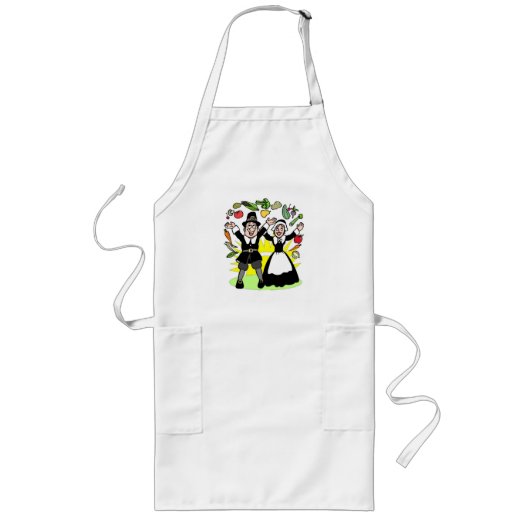 Thanksgiving Pilgrims Long Apron Lang Schort (Voorkant)