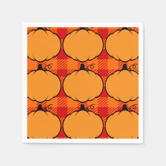 Thanksgiving Plaid Pompoen Tekening Aangepaste tek Servet (Voorkant)