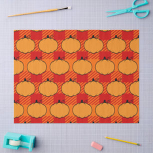 Thanksgiving Plaid Pompoen Tekening Tissuepapier