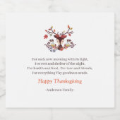 Thanksgiving Poem Country Rustic Autumn Pumpkins Sparkling Wijnetiket (Enkel label)