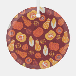 Thanksgiving pompoen bruin naadloos patroon. glas ornament