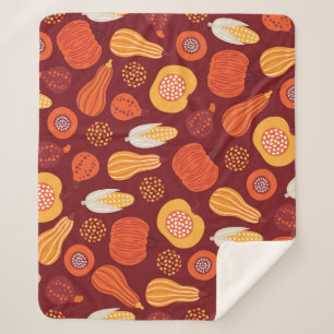 Thanksgiving pompoen bruin naadloos patroon. sherpa deken