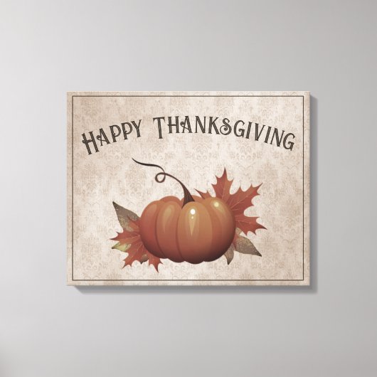 Thanksgiving pompoen Damask Canvas Afdruk (Voorkant)