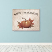 Thanksgiving pompoen Damask Canvas Afdruk (Insitu (Houten vloer))