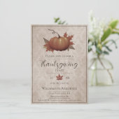 Thanksgiving pompoen Damask Dinner | Beige Kaart (Staand voorkant)