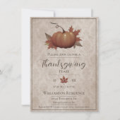 Thanksgiving pompoen Damask Dinner | Beige Kaart (Voorkant)