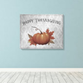 Thanksgiving pompoen Damask | Grijs Canvas Afdruk (Insitu (Houten vloer))