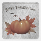 Thanksgiving pompoen Damask | Grijs Vierkante Sticker (Voorkant)