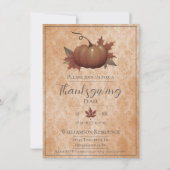 Thanksgiving pompoen Damask | Oranje diner Kaart (Voorkant)
