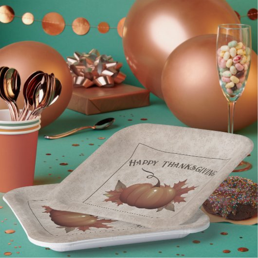 Thanksgiving pompoen Damask Papieren Bordje (Multi)