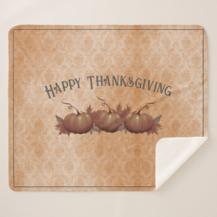 Thanksgiving pompoen Damask   SINAASAPPEL Sherpa Deken