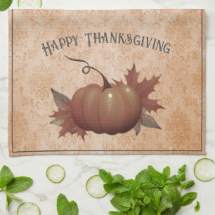 Thanksgiving pompoen Damask SINAASAPPEL Theedoek