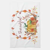 Thanksgiving pompoen dankbaar ontwerp theedoek (Verticaal)
