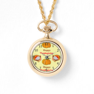 Thanksgiving pompoen en kalkoenen horloge