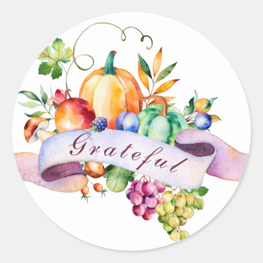 Thanksgiving pompoen en pompelmoes ronde sticker (Voorkant)