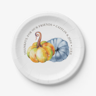 Thanksgiving pompoen gepersonaliseerde waterverf papieren bordje