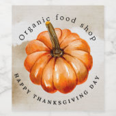 Thanksgiving Pompoen & Herfst Wijn Etiket (Enkel label)