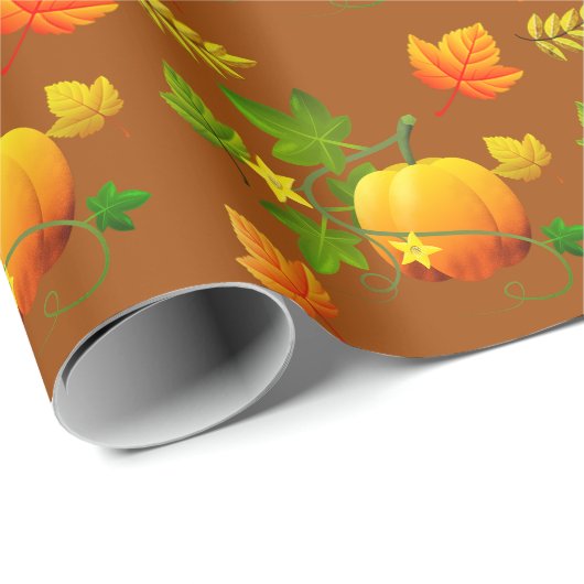 Thanksgiving pompoen op bruin cadeaupapier (Rol Hoek)