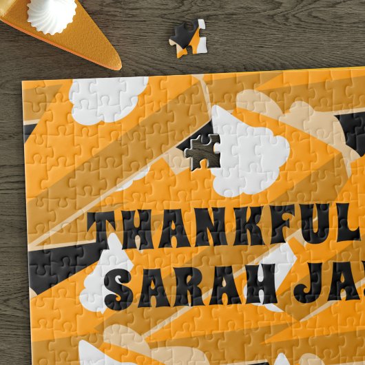 Thanksgiving pompoen taart dankbare legpuzzel