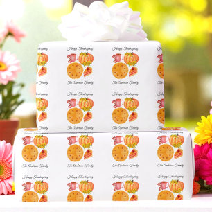 Thanksgiving Pompoen Taart Kruiden Latte Cadeaupapier