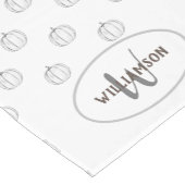 Thanksgiving Pompoen Tekening met Monogram l Naam Korte Tafelloper (Hoek)