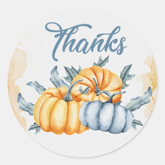 Thanksgiving pompoen waterverf ronde sticker (Voorkant)