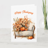 Thanksgiving pompoenen bloemstoelen illustratie kaart (Voorkant)