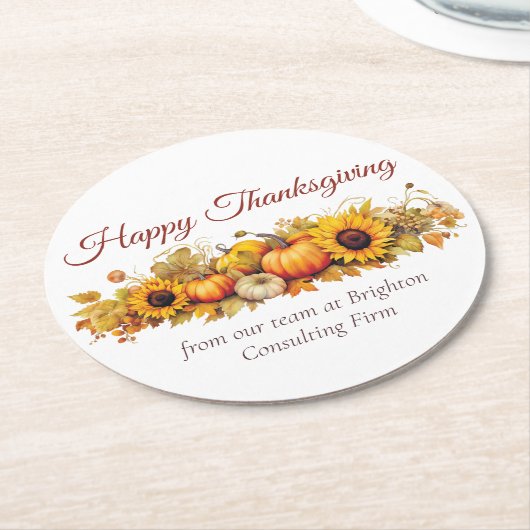  Thanksgiving Pompoenen Custom Company Ronde Kartonnen Onderzetter (Gebogen)