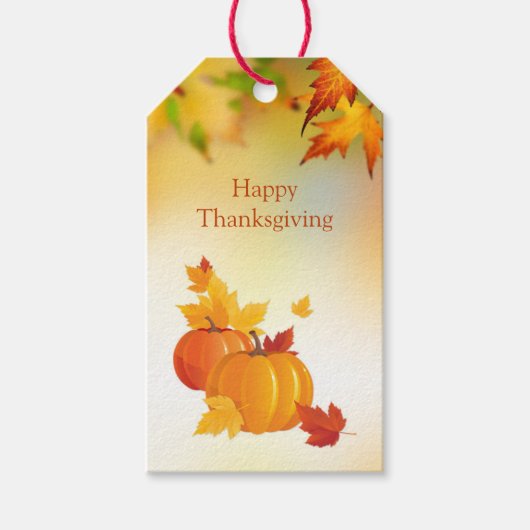 Thanksgiving, pompoenen, esdoornbladeren cadeaulabel (Voorkant)
