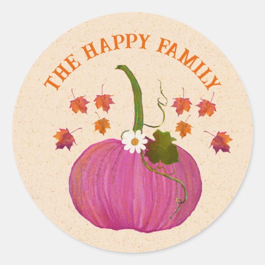 Thanksgiving pompoenen herfst gebladerte personali ronde sticker (Voorkant)