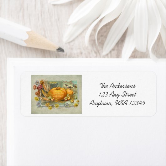  Thanksgiving pompoenen, vruchten en bloemen Etiket (Insitu)