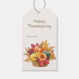 Thanksgiving Pompoenmandje Gift Label Cadeaulabel