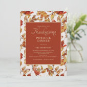 Thanksgiving Potluck Diner Terracotta Foliage Kaart (Staand voorkant)